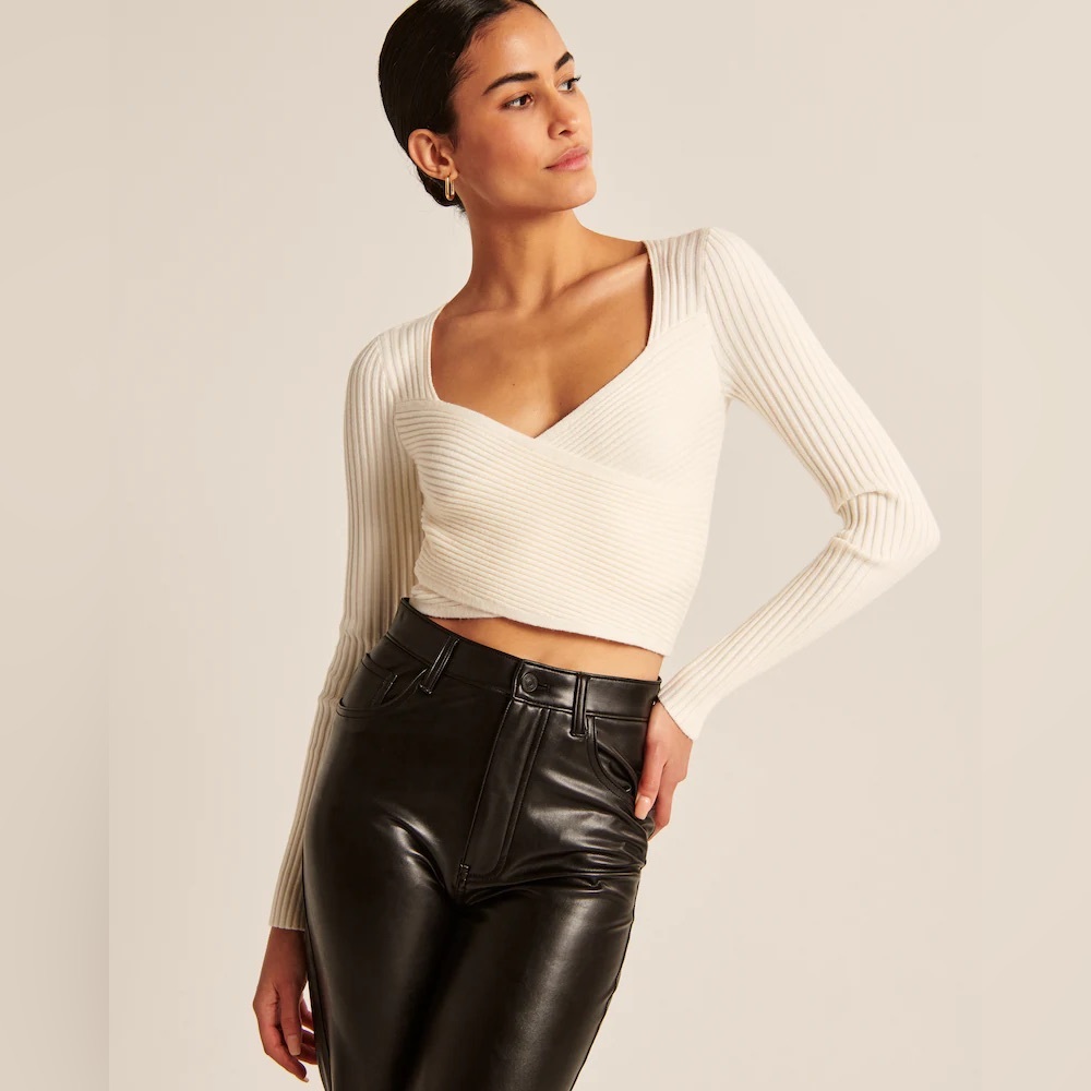 A&F Long Sleeve Sweater Wrap Top